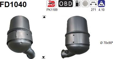 AS FD1040 - Филтър за сажди / твърди частици, изпускателна система vvparts.bg