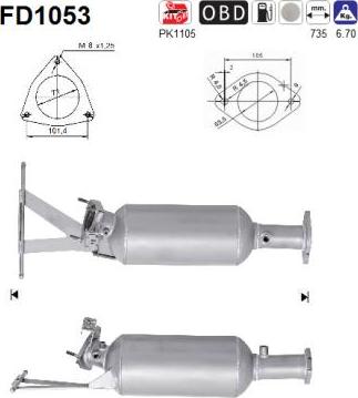 AS FD1053 - Филтър за сажди / твърди частици, изпускателна система vvparts.bg