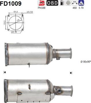 AS FD1009 - Филтър за сажди / твърди частици, изпускателна система vvparts.bg