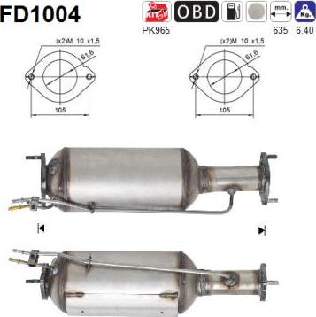 AS FD1004 - Филтър за сажди / твърди частици, изпускателна система vvparts.bg