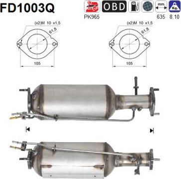 AS FD1003Q - Филтър за сажди / твърди частици, изпускателна система vvparts.bg