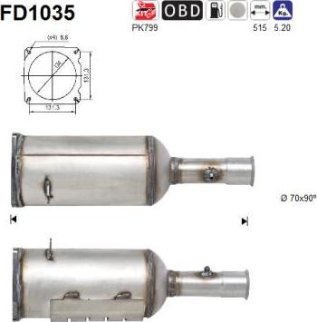 AS FD1035 - Филтър за сажди / твърди частици, изпускателна система vvparts.bg