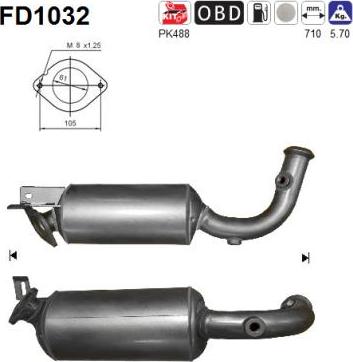 AS FD1032 - Филтър за сажди / твърди частици, изпускателна система vvparts.bg