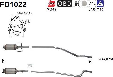 AS FD1022 - Филтър за сажди / твърди частици, изпускателна система vvparts.bg