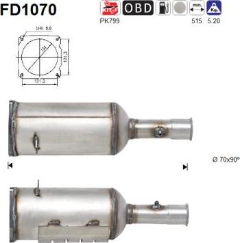 AS FD1070 - Филтър за сажди / твърди частици, изпускателна система vvparts.bg