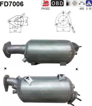 AS FD7006 - Филтър за сажди / твърди частици, изпускателна система vvparts.bg