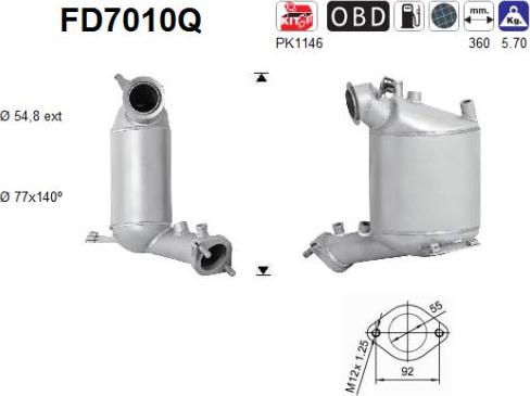 AS FD7010Q - Филтър за сажди / твърди частици, изпускателна система vvparts.bg