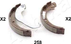 Ashika 55-02-258 - Комплект спирачна челюст, ръчна спирачка vvparts.bg