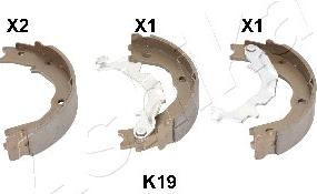 Ashika 55-0K-K19 - Комплект спирачна челюст, ръчна спирачка vvparts.bg