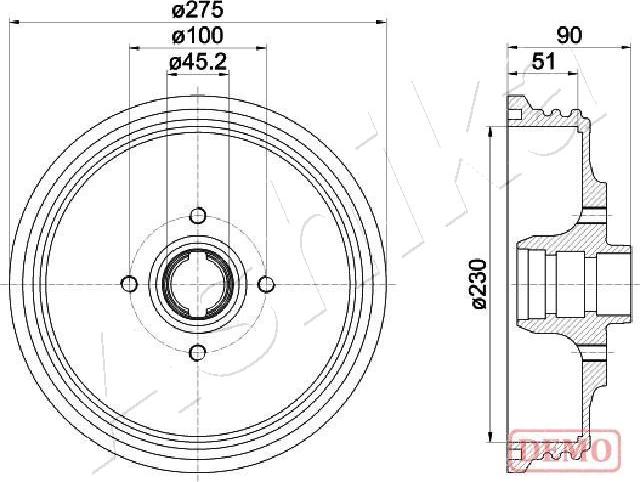 Ashika 56-00-0908C - Спирачен барабан vvparts.bg