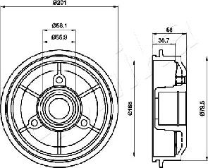 Ashika 56-00-0607 - Спирачен барабан vvparts.bg