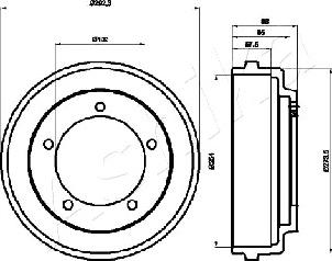 Ashika 56-00-0316 - Спирачен барабан vvparts.bg