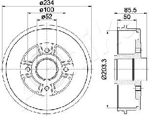 Ashika 56-00-0702 - Спирачен барабан vvparts.bg