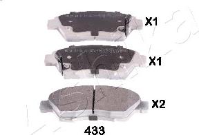 Ashika 50-04-433 - Комплект спирачно феродо, дискови спирачки vvparts.bg