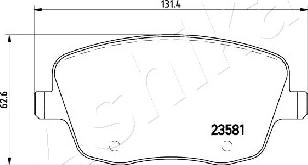 Ashika 50-00-0935 - Комплект спирачно феродо, дискови спирачки vvparts.bg