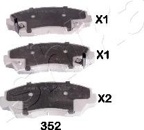 Ashika 50-03-352 - Комплект спирачно феродо, дискови спирачки vvparts.bg