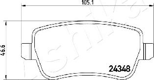 Ashika 51-00-0212 - Комплект спирачно феродо, дискови спирачки vvparts.bg
