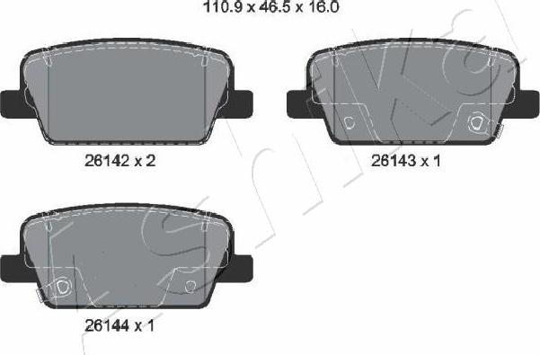 Ashika 51-0H-H15 - Комплект спирачно феродо, дискови спирачки vvparts.bg