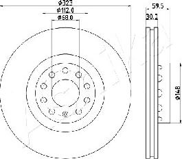 Ashika 60-00-0922 - Спирачен диск vvparts.bg