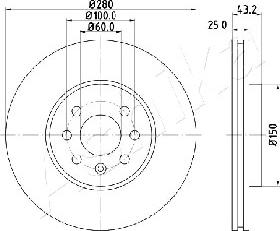 Ashika 60-00-0422 - Спирачен диск vvparts.bg