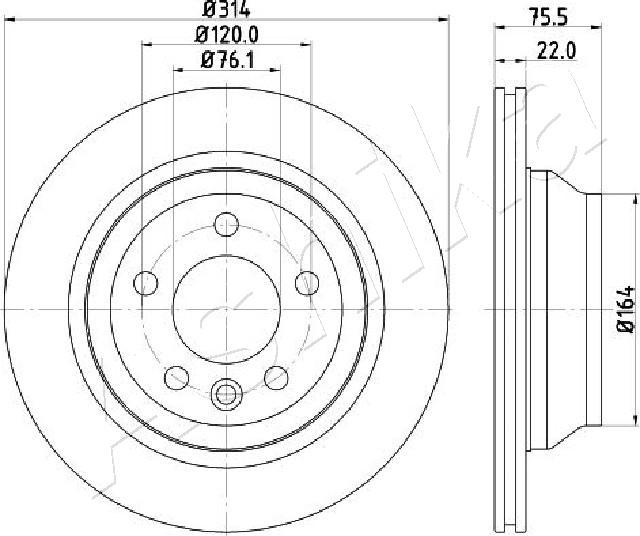 Ashika 61-00-0934C - Спирачен диск vvparts.bg