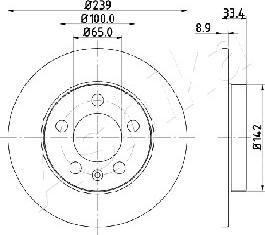 Ashika 61-00-0933 - Спирачен диск vvparts.bg