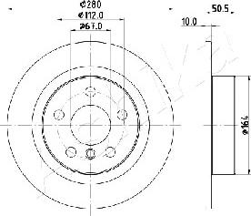 Ashika 61-00-0105 - Спирачен диск vvparts.bg