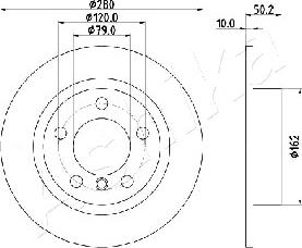 Ashika 61-00-0134 - Спирачен диск vvparts.bg