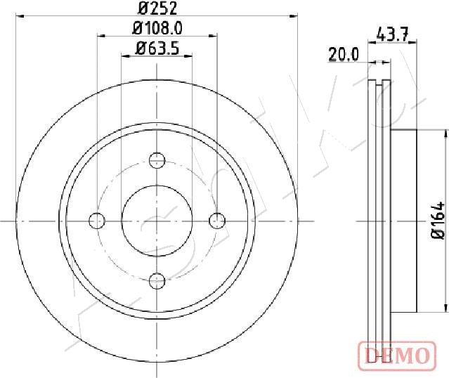 Ashika 61-00-0308C - Спирачен диск vvparts.bg