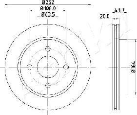 Ashika 61-00-0308 - Спирачен диск vvparts.bg