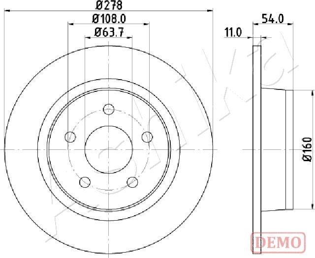 Ashika 61-00-0311C - Спирачен диск vvparts.bg