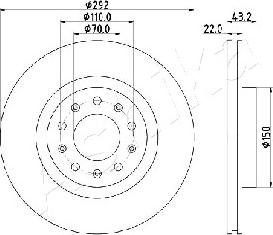 Ashika 61-00-0205 - Спирачен диск vvparts.bg