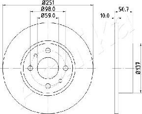 Ashika 61-00-0206 - Спирачен диск vvparts.bg