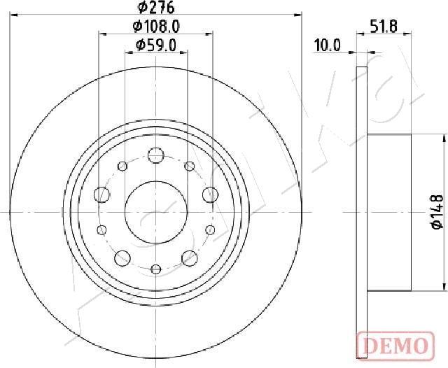 Ashika 61-00-0207C - Спирачен диск vvparts.bg