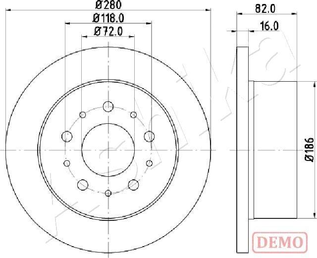 Ashika 61-00-0216C - Спирачен диск vvparts.bg