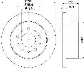 Ashika 61-00-0216 - Спирачен диск vvparts.bg