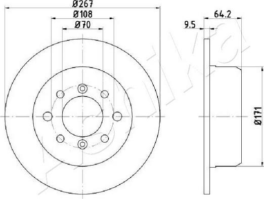 Ashika 61-00-0235C - Спирачен диск vvparts.bg