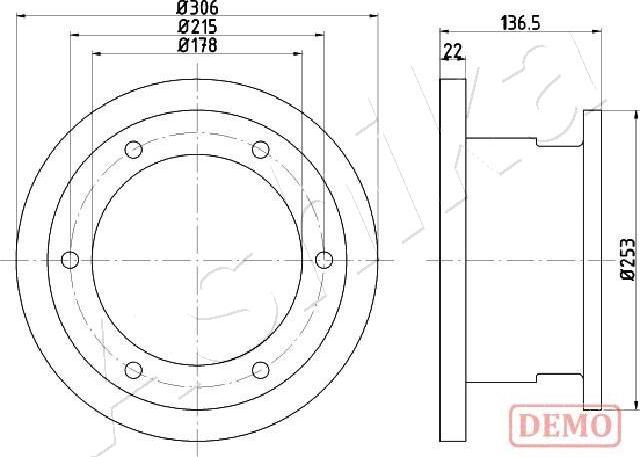 Ashika 61-00-0224C - Спирачен диск vvparts.bg