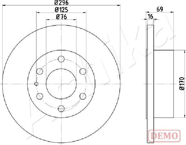 Ashika 61-00-0225C - Спирачен диск vvparts.bg