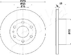 Ashika 61-00-0225 - Спирачен диск vvparts.bg