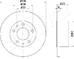 Ashika 61-00-0223 - Спирачен диск vvparts.bg