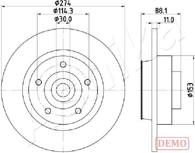 Ashika 61-00-0705C - Спирачен диск vvparts.bg