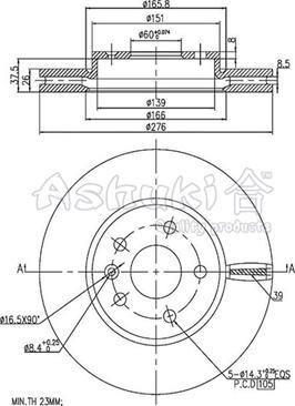 Ashuki 0990-6190 - Спирачен диск vvparts.bg