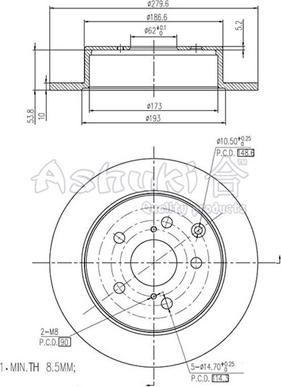 Ashuki 0993-5502 - Спирачен диск vvparts.bg