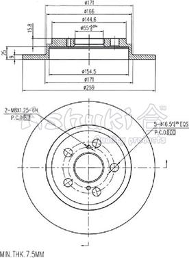 Ashuki 0993-5602 - Спирачен диск vvparts.bg