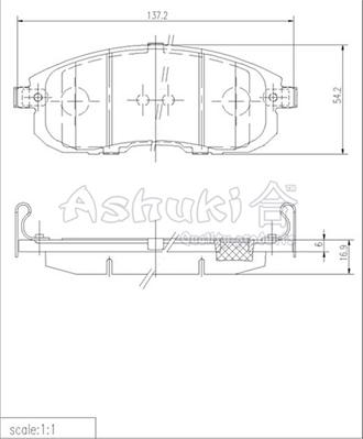 Ashuki 1080-9901 - Комплект спирачно феродо, дискови спирачки vvparts.bg