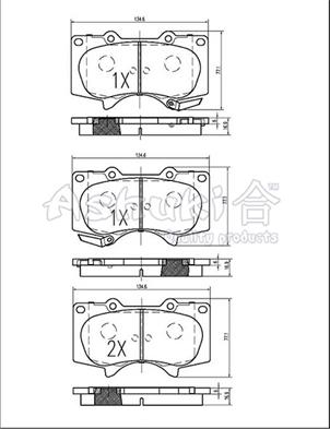 Ashuki 1080-9012 - Комплект спирачно феродо, дискови спирачки vvparts.bg