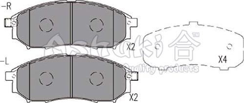 Ashuki 1080-4901 - Комплект спирачно феродо, дискови спирачки vvparts.bg