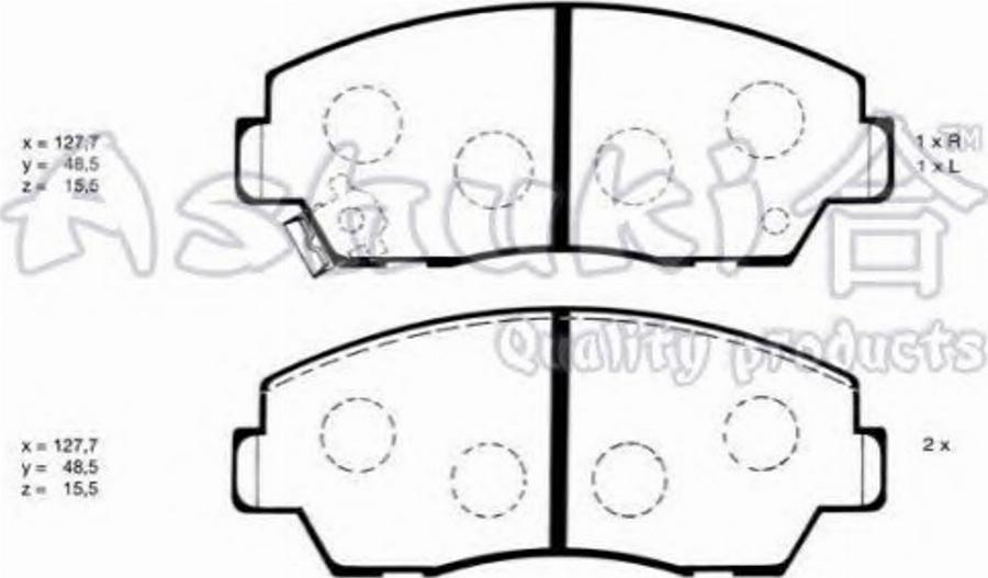 Ashuki 1080-4303 - Комплект спирачно феродо, дискови спирачки vvparts.bg