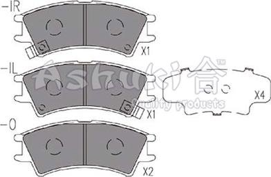 Ashuki 1080-4250 - Комплект спирачно феродо, дискови спирачки vvparts.bg